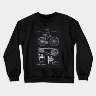 Vintage Bicycle Blueprint patent illustration 1890 Crewneck Sweatshirt